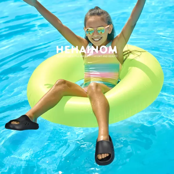 Hehainom Slides for Kids Toddler Little Girls Boy Dress Sandals Summer Shower Bathroom Pool Sandals NonSlip Beach Slippers ShoesBlack