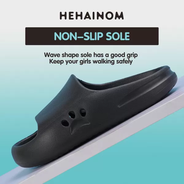 Hehainom Slides for Kids Toddler Little Girls Boy Dress Sandals Summer Shower Bathroom Pool Sandals NonSlip Beach Slippers ShoesBlack
