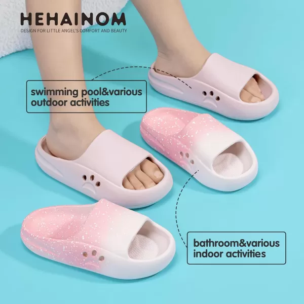 Hehainom Slides for Kids Toddler Little Girls Boy Dress Sandals Summer Shower Bathroom Pool Sandals NonSlip Beach Slippers ShoesPink