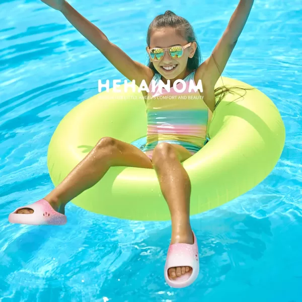 Hehainom Slides for Kids Toddler Little Girls Boy Dress Sandals Summer Shower Bathroom Pool Sandals NonSlip Beach Slippers ShoesPink Star