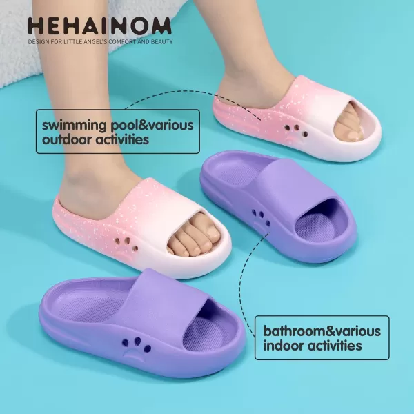 Hehainom Slides for Kids Toddler Little Girls Boy Dress Sandals Summer Shower Bathroom Pool Sandals NonSlip Beach Slippers ShoesPink Star