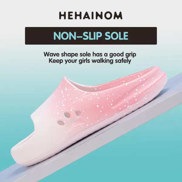 Hehainom Slides for Kids Toddler Little Girls Boy Dress Sandals Summer Shower Bathroom Pool Sandals NonSlip Beach Slippers ShoesPink Star