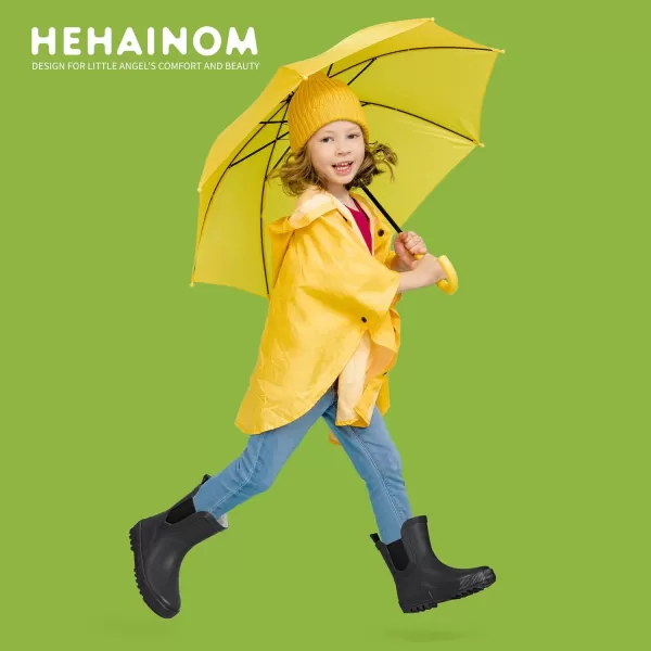 Hehainom Toddler Kids Rain Boots for Girls Boys Waterproof Rainboots Easyon Light Weight Chelsea Rain ShoesBlack