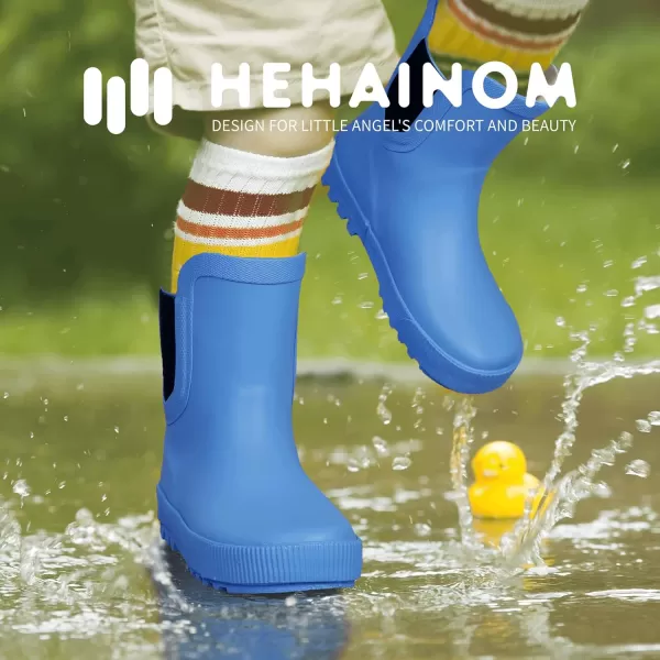 Hehainom Toddler Kids Rain Boots for Girls Boys Waterproof Rainboots Easyon Light Weight Chelsea Rain ShoesBlue