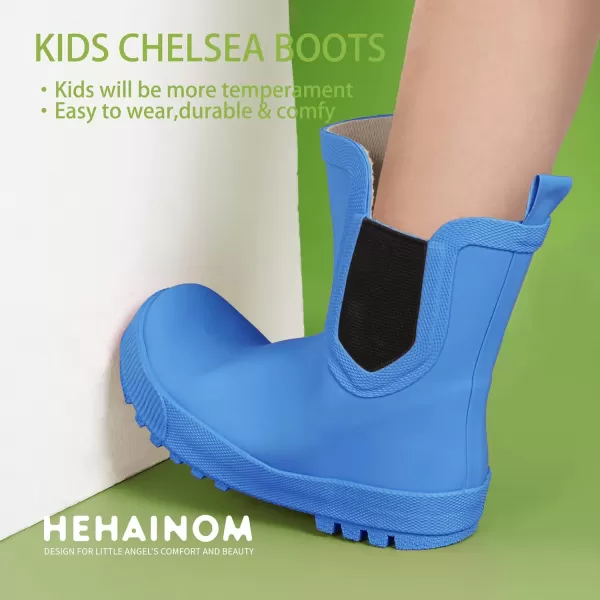 Hehainom Toddler Kids Rain Boots for Girls Boys Waterproof Rainboots Easyon Light Weight Chelsea Rain ShoesBlue