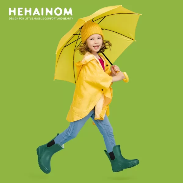 Hehainom Toddler Kids Rain Boots for Girls Boys Waterproof Rainboots Easyon Light Weight Chelsea Rain ShoesGreen