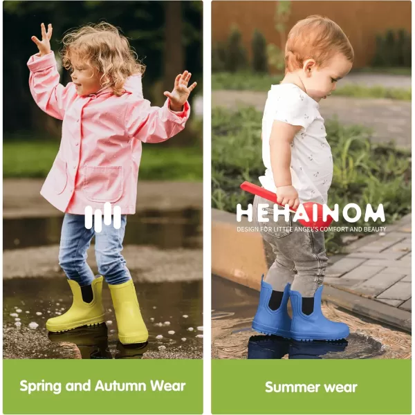 Hehainom Toddler Kids Rain Boots for Girls Boys Waterproof Rainboots Easyon Light Weight Chelsea Rain ShoesHot Pink