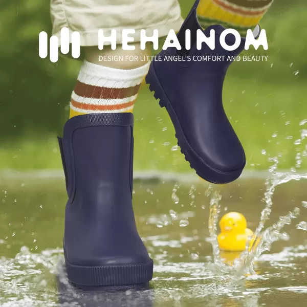 Hehainom Toddler Kids Rain Boots for Girls Boys Waterproof Rainboots Easyon Light Weight Chelsea Rain ShoesNavy