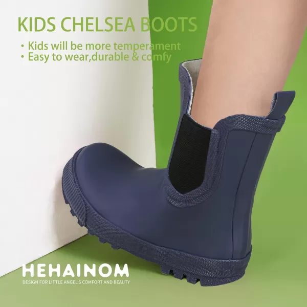 Hehainom Toddler Kids Rain Boots for Girls Boys Waterproof Rainboots Easyon Light Weight Chelsea Rain ShoesNavy