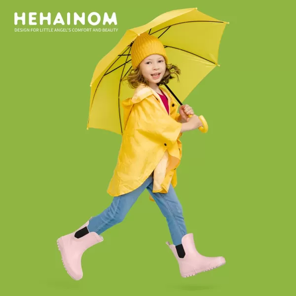 Hehainom Toddler Kids Rain Boots for Girls Boys Waterproof Rainboots Easyon Light Weight Chelsea Rain ShoesPink