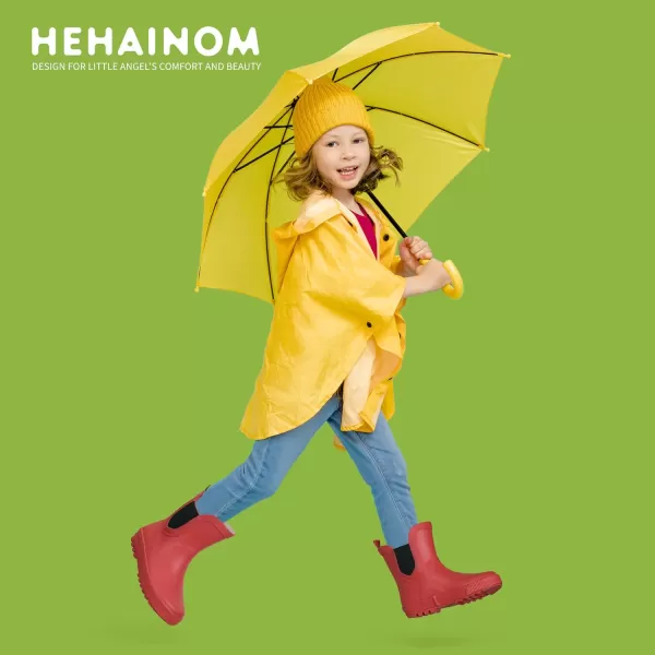 Hehainom Toddler Kids Rain Boots for Girls Boys Waterproof Rainboots Easyon Light Weight Chelsea Rain ShoesRed