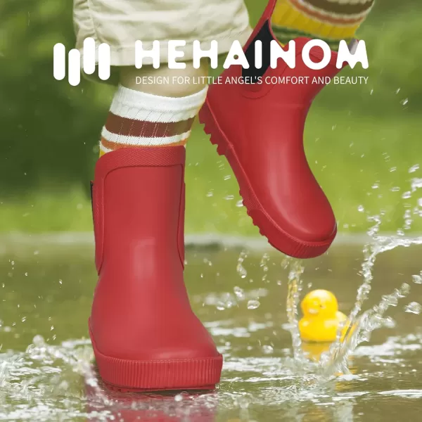 Hehainom Toddler Kids Rain Boots for Girls Boys Waterproof Rainboots Easyon Light Weight Chelsea Rain ShoesRed