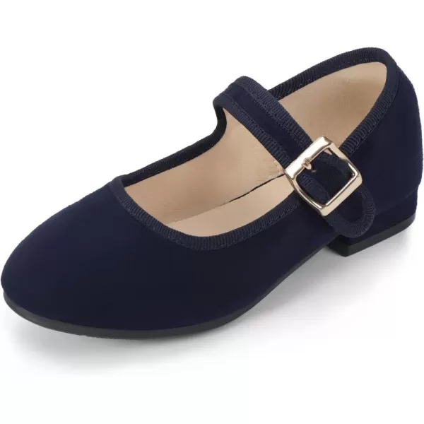 Hehainom Girls Dress Shoes Little Big Kids Mary Jane School Wedding Party Shoes Ballerina Girls FlatsNavysuede