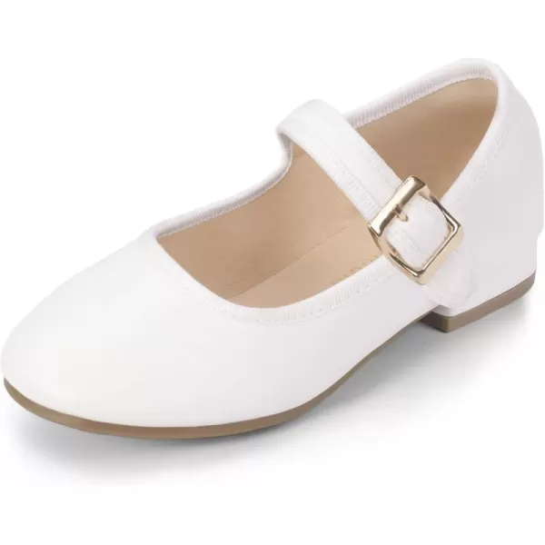 Hehainom Girls Dress Shoes Little Big Kids Mary Jane School Wedding Party Shoes Ballerina Girls FlatsWhitepu