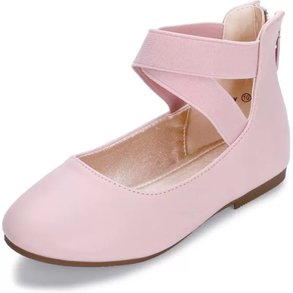 Hehainom Girls Dress Shoes Toddler Little Kids Gracy Ballet Mary Jane Ballerina Flats with Elastic Ankle StrapPink Pu