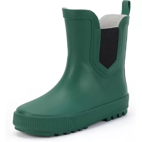 Hehainom Toddler Kids Rain Boots for Girls Boys Waterproof Rainboots Easyon Light Weight Chelsea Rain ShoesGreen