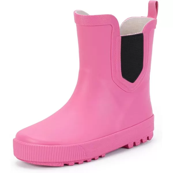 Hehainom Toddler Kids Rain Boots for Girls Boys Waterproof Rainboots Easyon Light Weight Chelsea Rain ShoesHot Pink