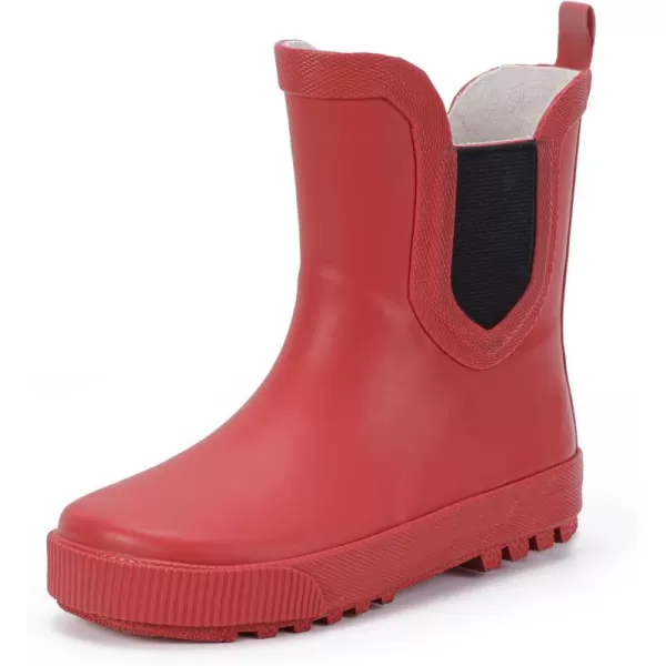 Hehainom Toddler Kids Rain Boots for Girls Boys Waterproof Rainboots Easyon Light Weight Chelsea Rain ShoesRed
