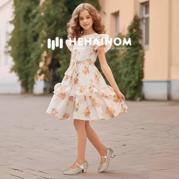 Hehainom Girls Dress Shoes Low Heels Flower Girl Mary Jane Princess School Wedding Party Toddler Little Kid Pump ShoesGold Glitter