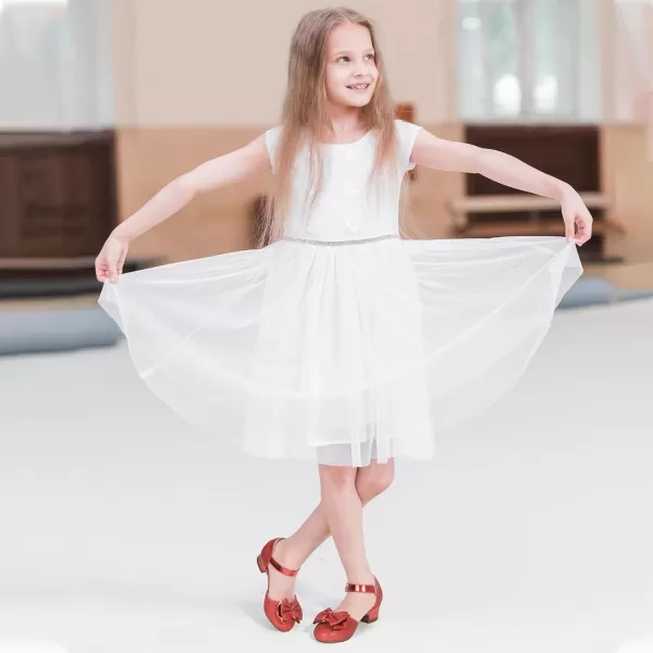 Hehainom Girls Dress Shoes Toddler Closed Toe Flower Girl Heels for Party Wedding Princess ShoesRed Glitter