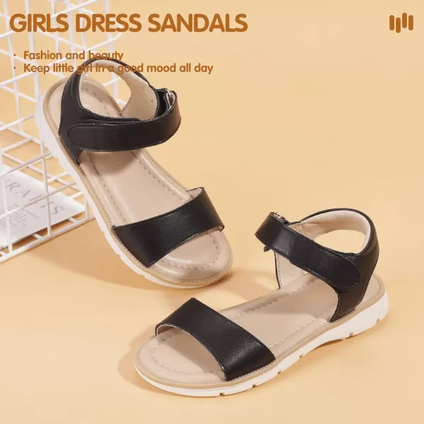 Hehainom Girls Sandals Comfortable Open Toe Flats Little Big Kids Summer ShoesBlackpu