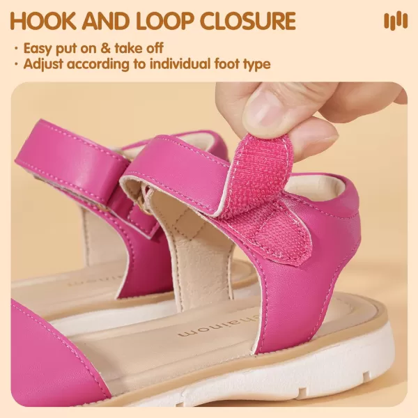 Hehainom Girls Sandals Comfortable Open Toe Flats Little Big Kids Summer ShoesHotpinkpu