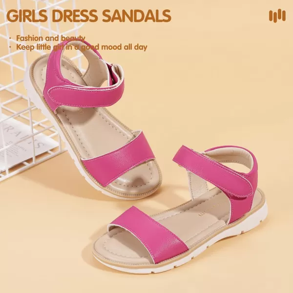 Hehainom Girls Sandals Comfortable Open Toe Flats Little Big Kids Summer ShoesHotpinkpu