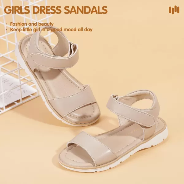 Hehainom Girls Sandals Comfortable Open Toe Flats Little Big Kids Summer ShoesNudepu