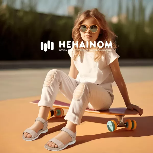 Hehainom Girls Sandals Comfortable Open Toe Flats Little Big Kids Summer ShoesNudepu