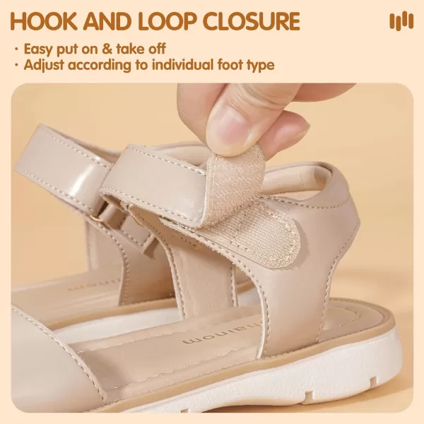 Hehainom Girls Sandals Comfortable Open Toe Flats Little Big Kids Summer ShoesNudepu