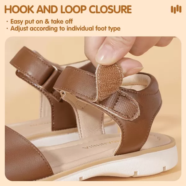 Hehainom Girls Sandals Comfortable Open Toe Flats Little Big Kids Summer ShoesTanpu
