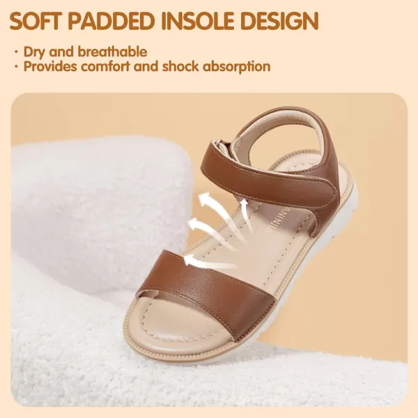 Hehainom Girls Sandals Comfortable Open Toe Flats Little Big Kids Summer ShoesTanpu