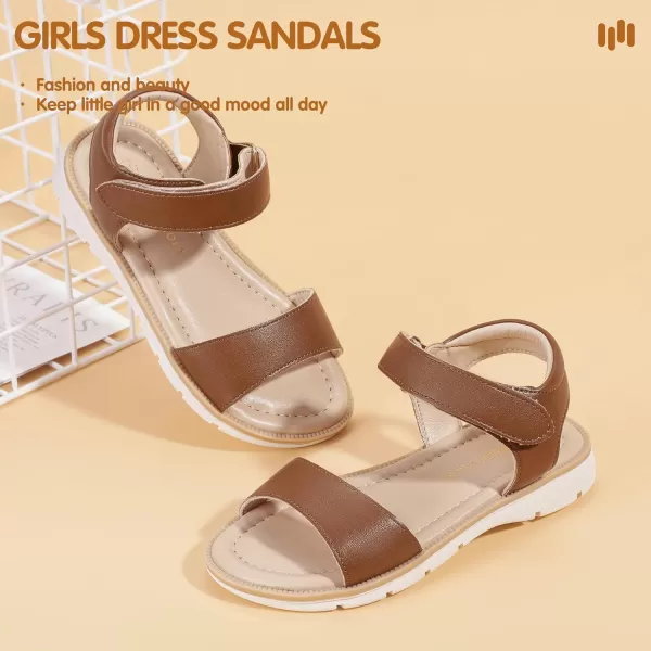 Hehainom Girls Sandals Comfortable Open Toe Flats Little Big Kids Summer ShoesTanpu