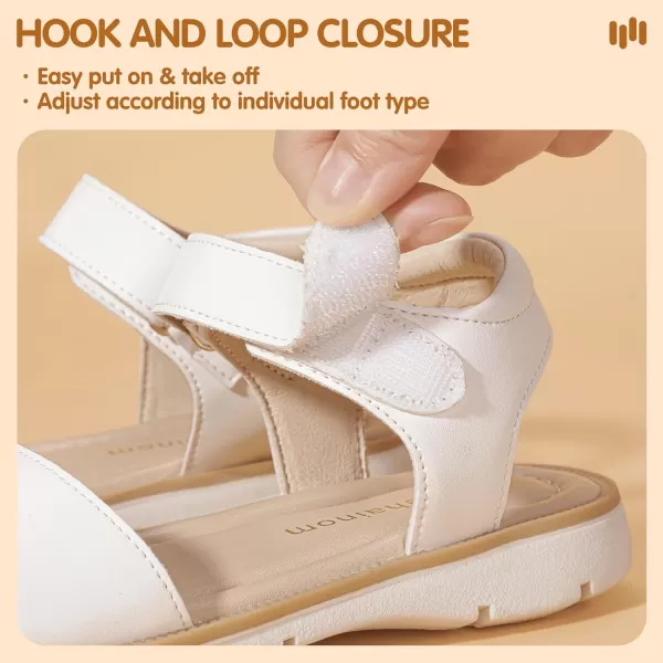 Hehainom Girls Sandals Comfortable Open Toe Flats Little Big Kids Summer ShoesWhitepu