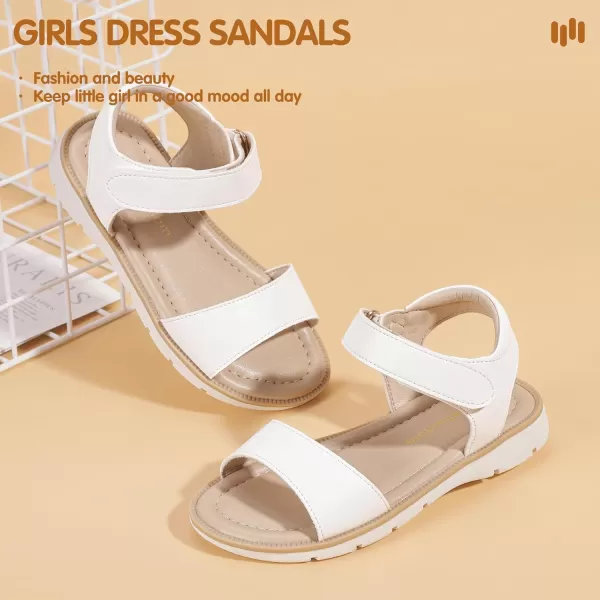 Hehainom Girls Sandals Comfortable Open Toe Flats Little Big Kids Summer ShoesWhitepu