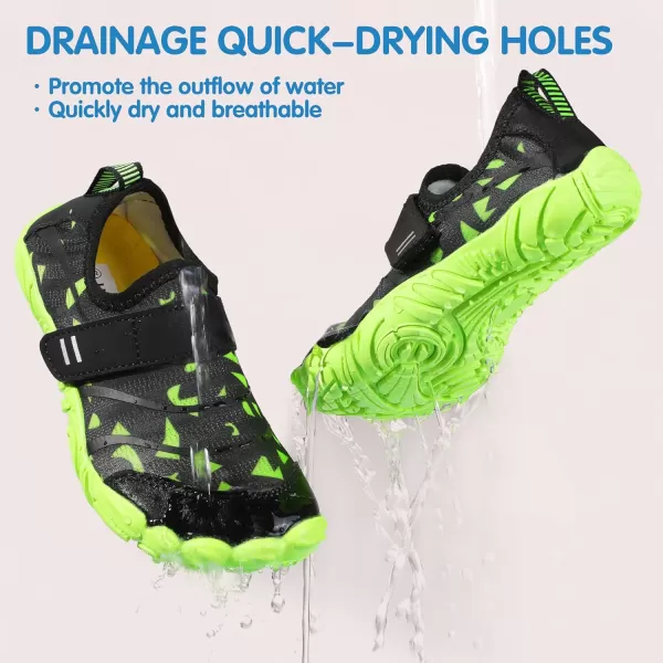 Hehainom Kids Water Shoes Girls Boys Quick Dry Barefoot Lightweight Sport Aqua Beach Pool Swim ShoesBlackgreen