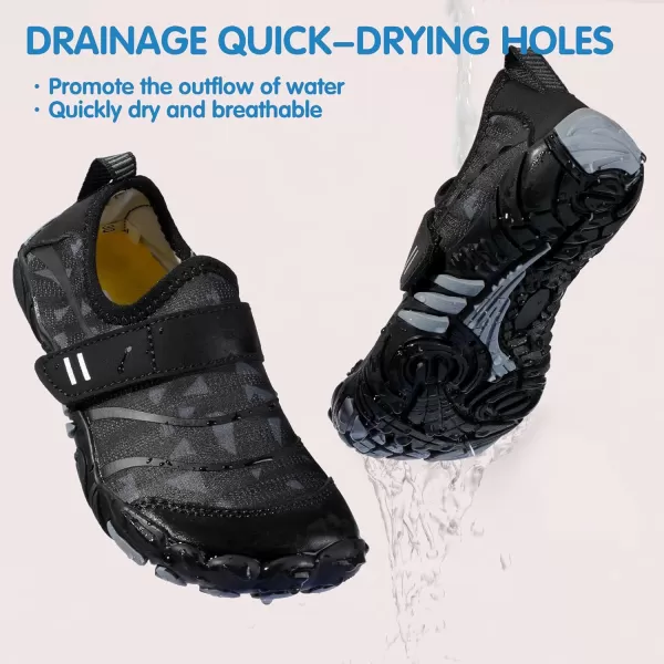 Hehainom Kids Water Shoes Girls Boys Quick Dry Barefoot Lightweight Sport Aqua Beach Pool Swim ShoesBlackgrey