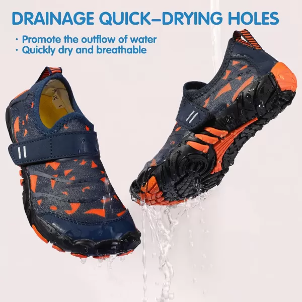 Hehainom Kids Water Shoes Girls Boys Quick Dry Barefoot Lightweight Sport Aqua Beach Pool Swim ShoesNavyorange