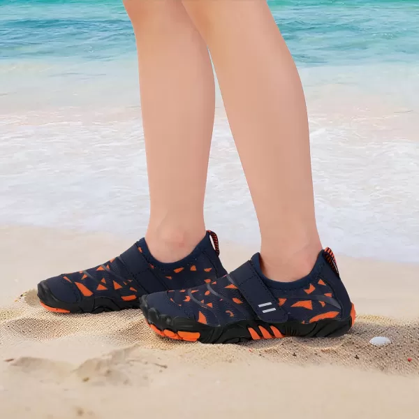 Hehainom Kids Water Shoes Girls Boys Quick Dry Barefoot Lightweight Sport Aqua Beach Pool Swim ShoesNavyorange