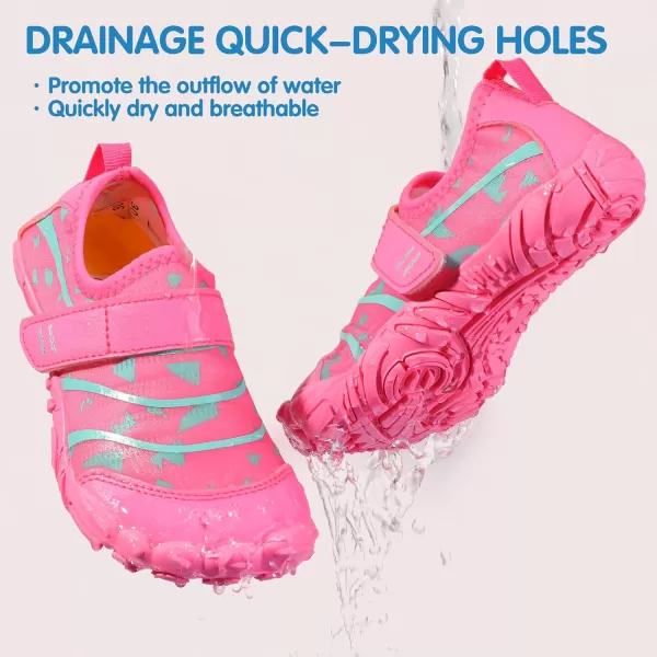 Hehainom Kids Water Shoes Girls Boys Quick Dry Barefoot Lightweight Sport Aqua Beach Pool Swim ShoesPinkblue