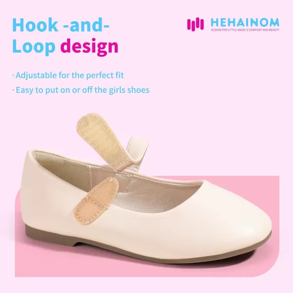 Hehainom Toddler Girls Flats Mary Jane Flower Girl Dress Shoes School Wedding Party ShoesBeige Pu