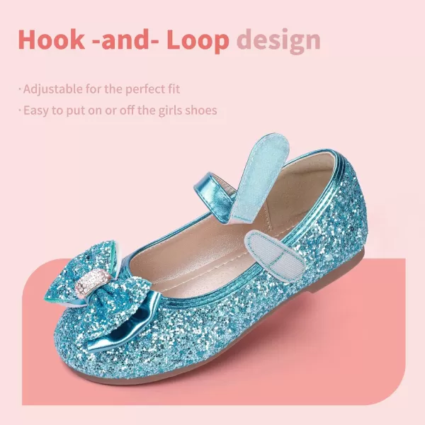 Hehainom Toddler Girls Flats Mary Jane Flower Girl Dress Shoes School Wedding Party ShoesBlue Sequin