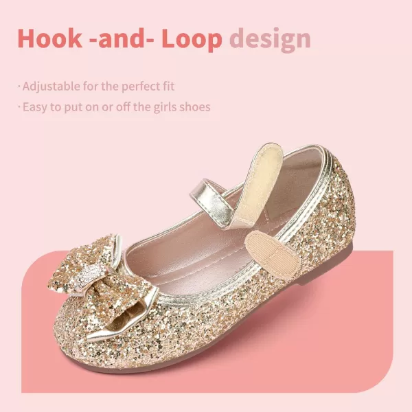Hehainom Toddler Girls Flats Mary Jane Flower Girl Dress Shoes School Wedding Party ShoesGold Sequin