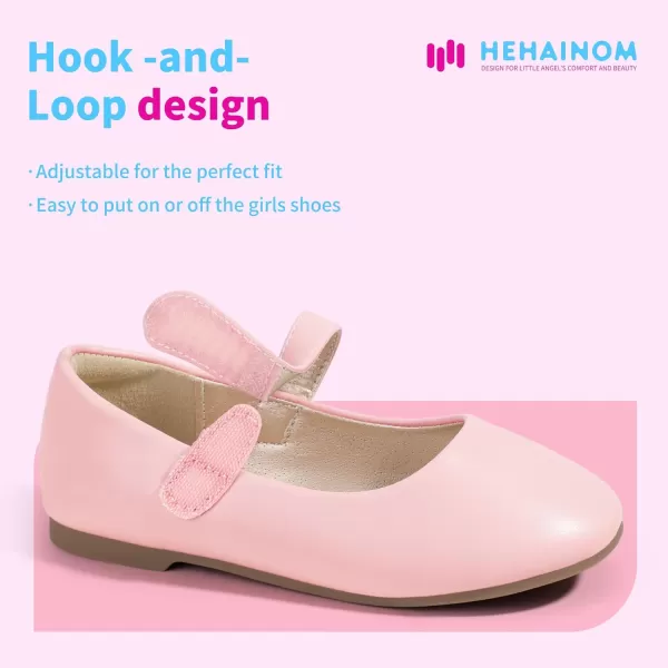 Hehainom Toddler Girls Flats Mary Jane Flower Girl Dress Shoes School Wedding Party ShoesPink Pu