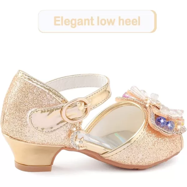 Osinnme Heeled Sandals for Girls Size 11 M Toddler Kids Wedding Princess Dress Performance Shoes Sandals 4T Little Girl02Gold 11
