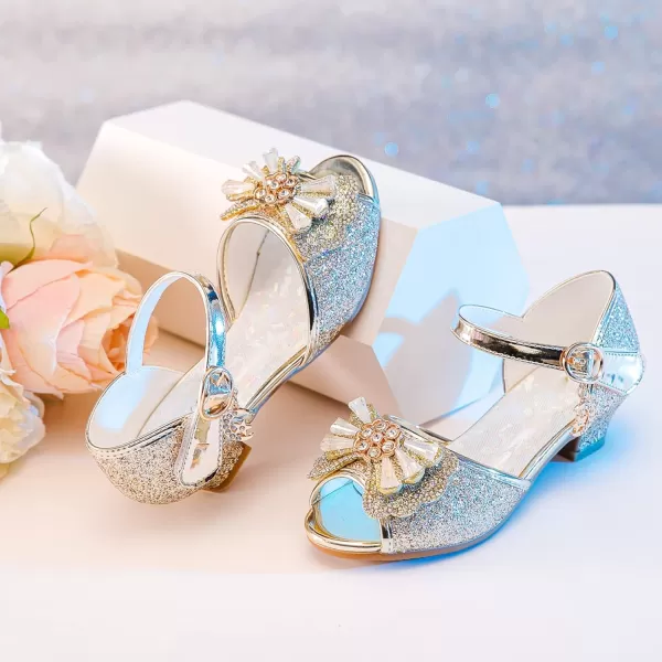 Osinnme Heeled Sandals for Girls Size 11 M Toddler Kids Wedding Princess Dress Performance Shoes Sandals 4T Little Girl02Gold 11