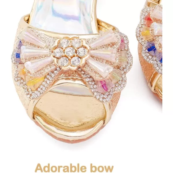 Osinnme Heeled Sandals for Girls Size 11 M Toddler Kids Wedding Princess Dress Performance Shoes Sandals 4T Little Girl02Gold 11