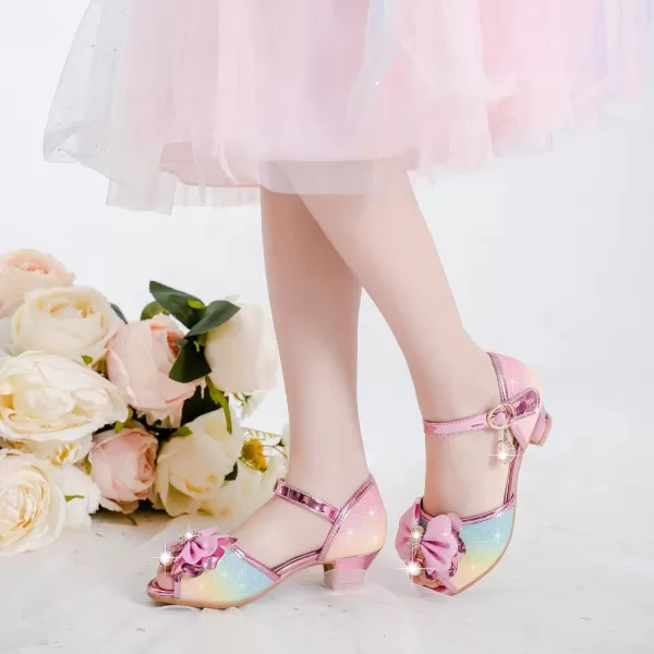 Osinnme Toddler Little Big Kid Girls Wedding SandalsRainbow