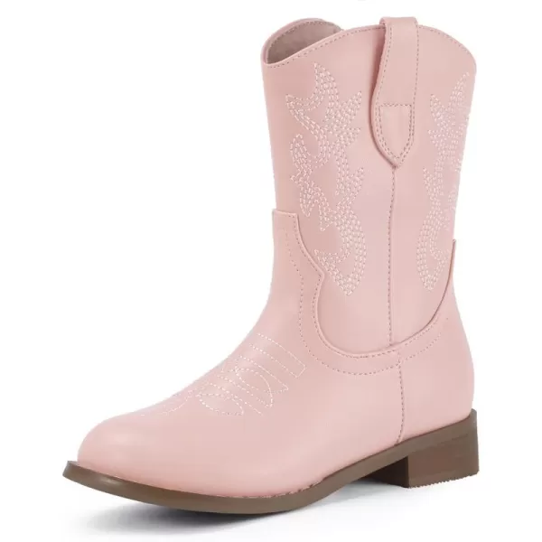 Hehainom Girls Cowboy Cowgirl Boots Boys Kids Toddler Western Mid Calf Zipper Riding Boots for Little Kid Big KidPink Pu