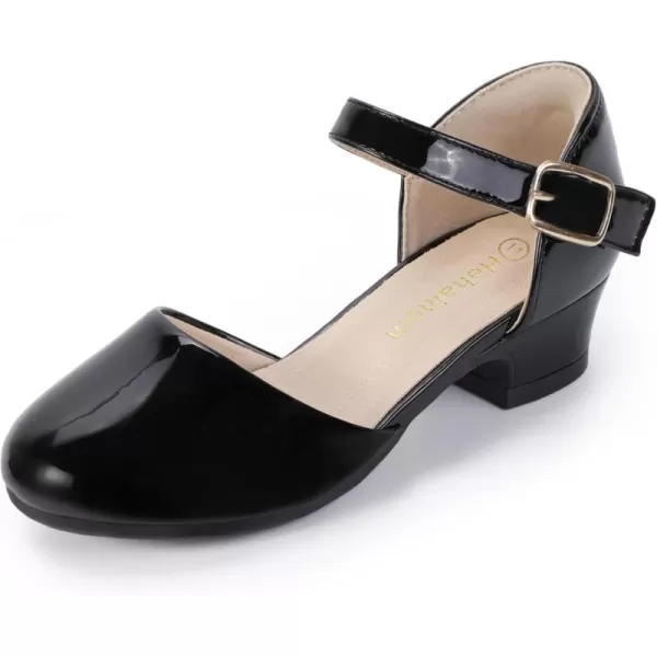 Hehainom Girls Dress Shoes Toddler Closed Toe Flower Girl Heels for Party Wedding Princess ShoesD Blackpatent